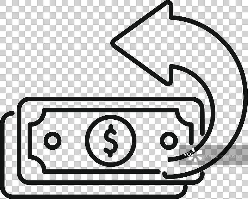 箭头符号现金返还退款细线图标图片素材