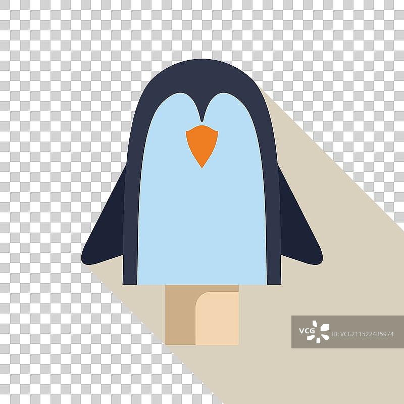 有长长阴影的蓝色企鹅图片素材