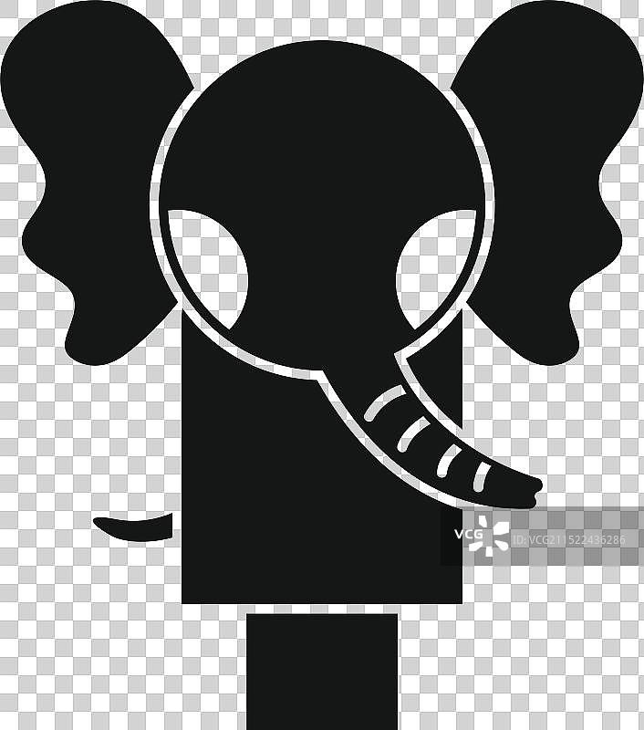 黑白大象头部变成象鼻图片素材