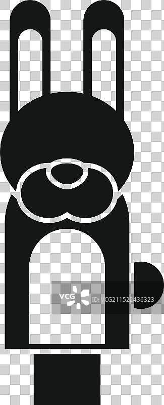 黑白兔子木偶戏角色图片素材