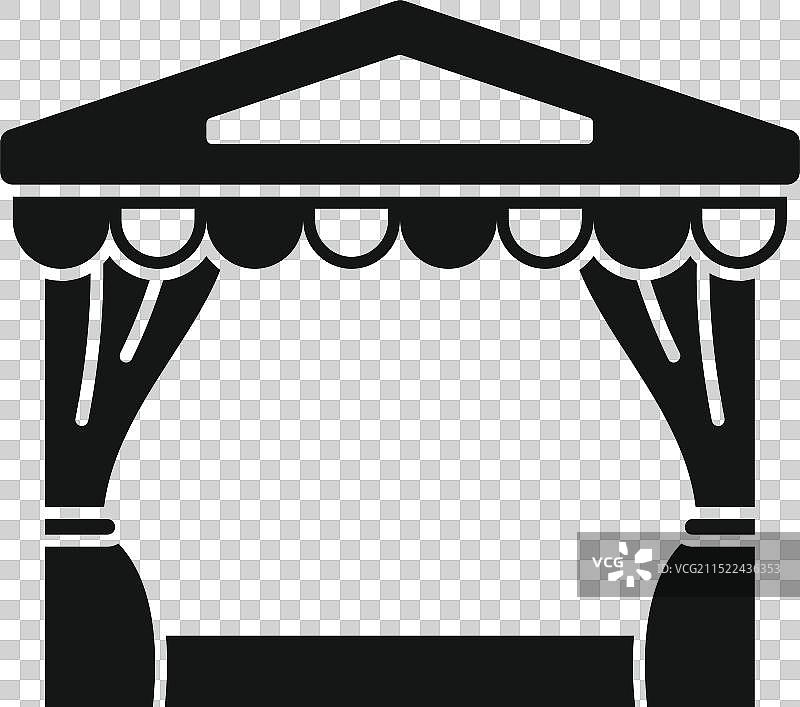 带悬挂窗帘的街头美食节展位图片素材