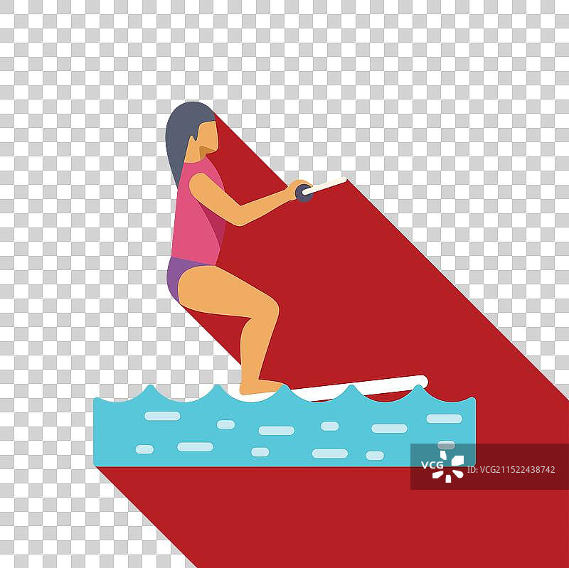 女性在夏季的湖或海上玩尾波滑水图片素材