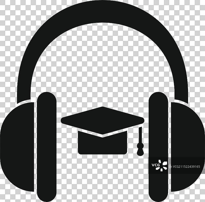 戴毕业帽的耳机图标图片素材