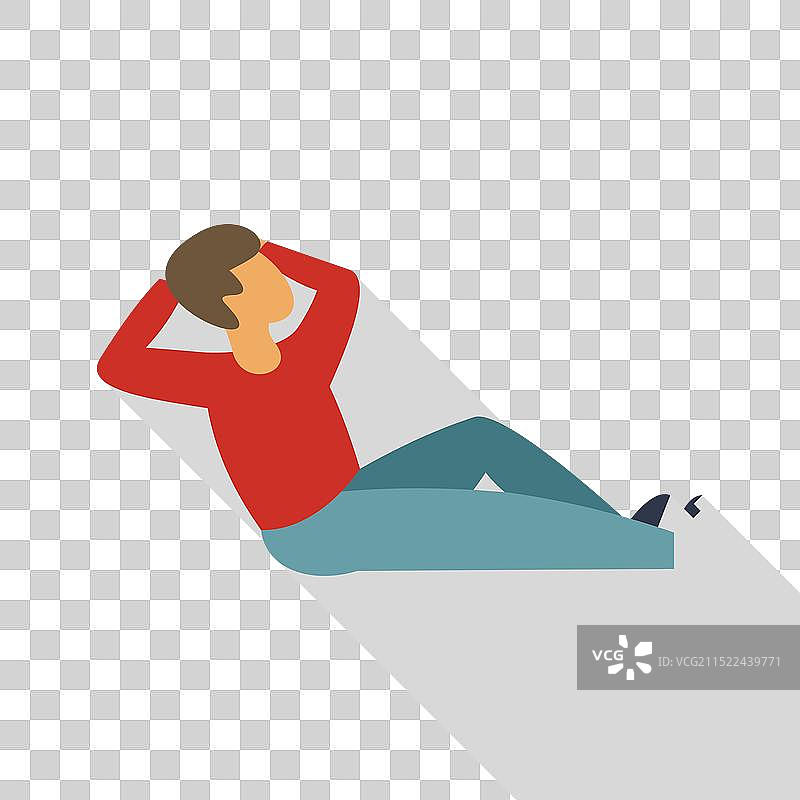 年轻男人放松地躺着，双手放在脑后图片素材