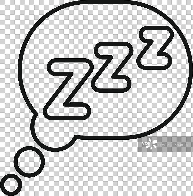 显示打瞌睡 ZZZ 符号的对话气泡图片素材