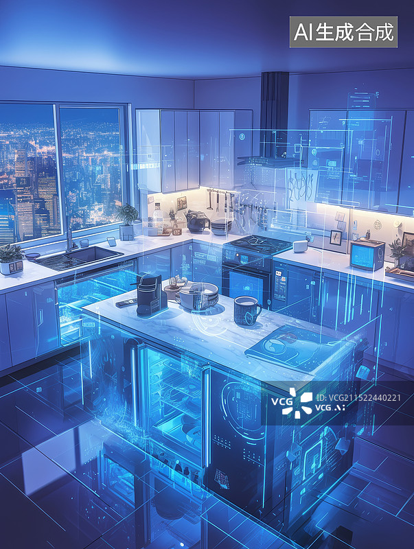 【AI数字艺术】物联网概念现代智慧住宅图片素材