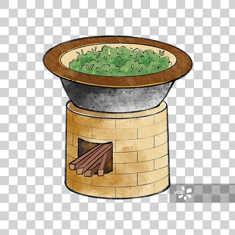 中国风水彩画红茶绿茶普洱茶制作过程与饮茶插画元素图片素材