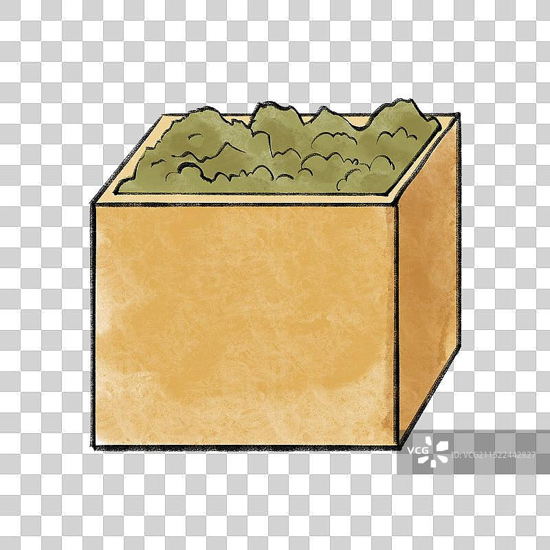 中国风水彩画红茶绿茶普洱茶制作过程与饮茶插画元素图片素材