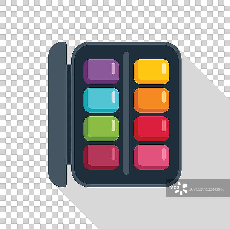 展示彩色眼影的开放式化妆调色板图片素材