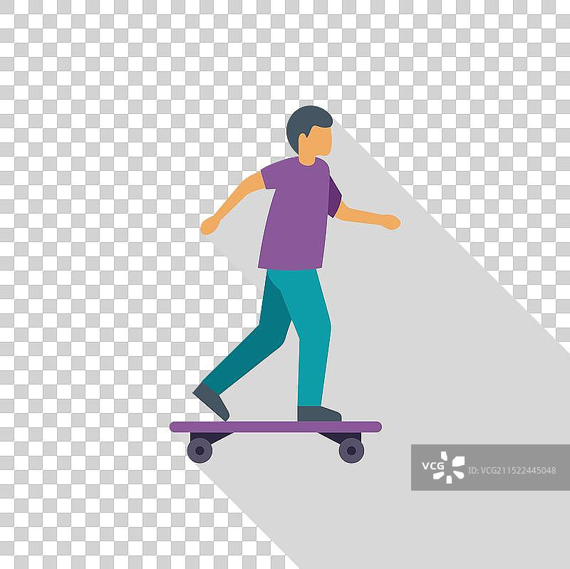 年轻男人在城市里玩长板图片素材