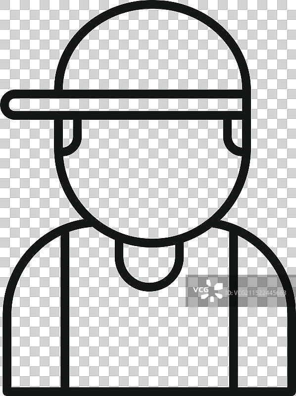 戴着帽子在图标前摆姿势的年轻男人图片素材