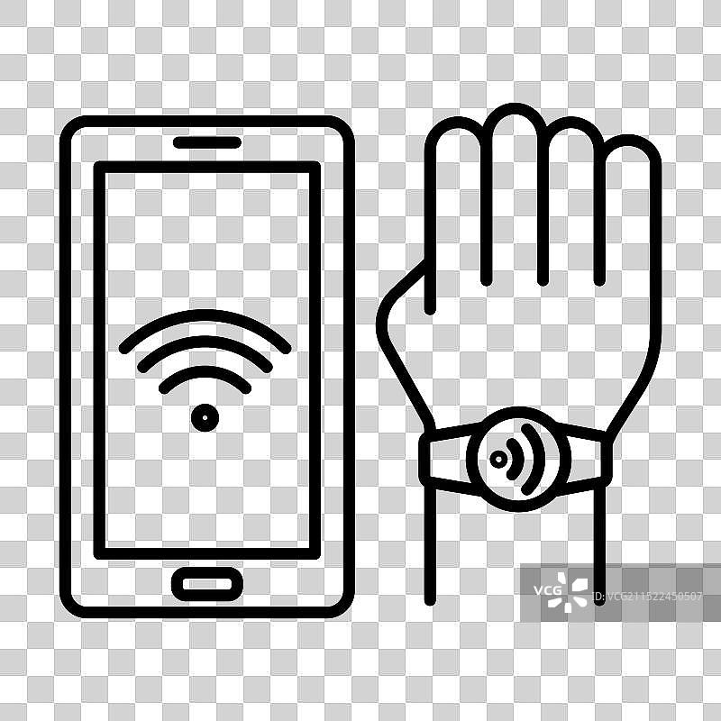 黑色NFC手镯互联线性标志图片素材