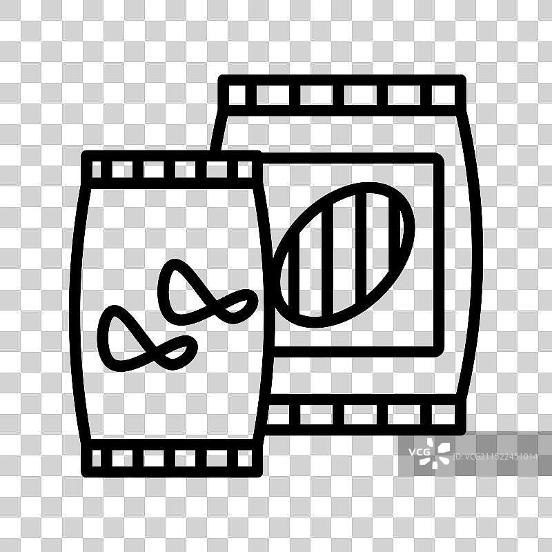 黑色薯片零食袋线性标志图片素材