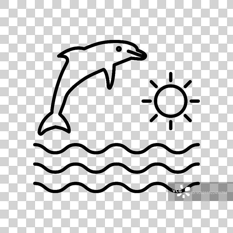 黑白海洋生物线性标志图片素材