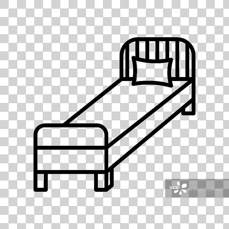 黑白单人床线性标志图片素材
