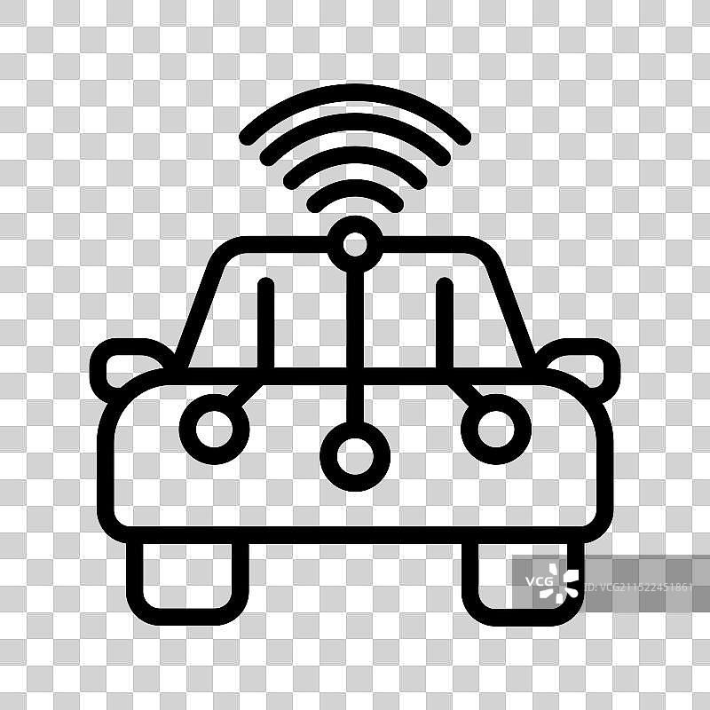 黑白智能汽车线性标志图片素材