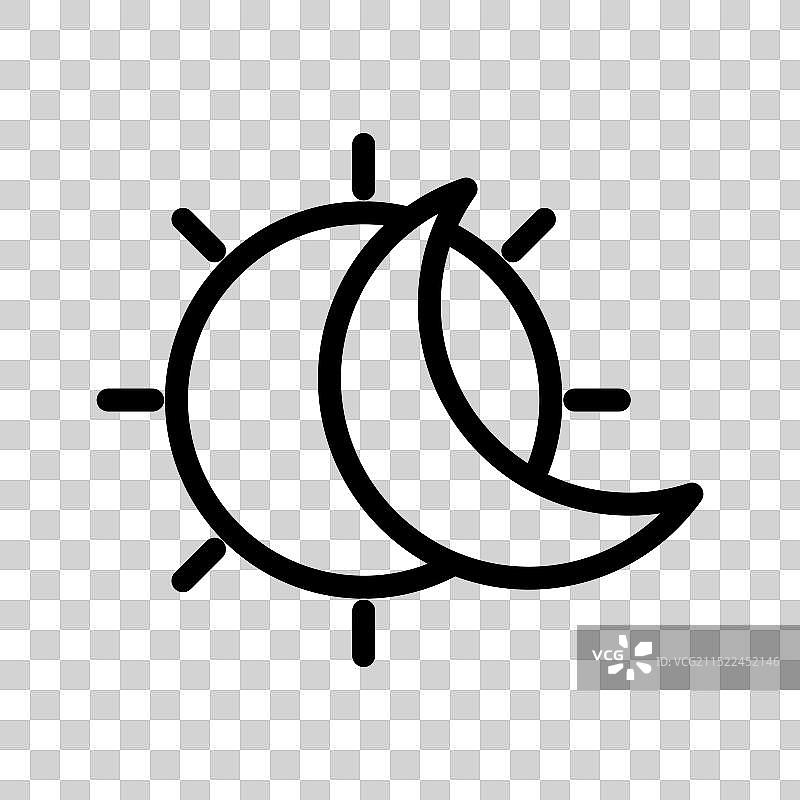 黑白太阳月亮线性标志图片素材