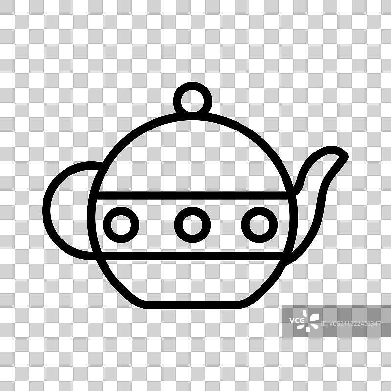 茶壶线性标志黑白图片素材