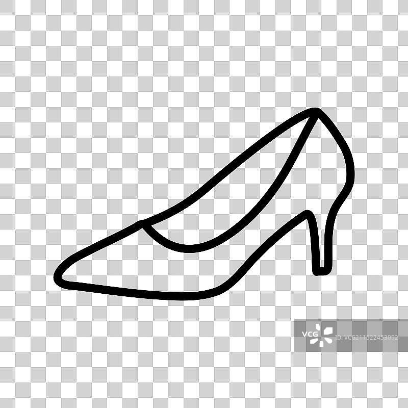 黑色皮革鞋跟线性标志图片素材