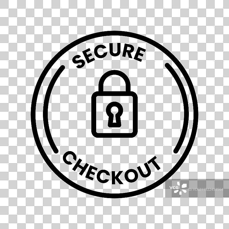 黑色安全结账线性标志图片素材