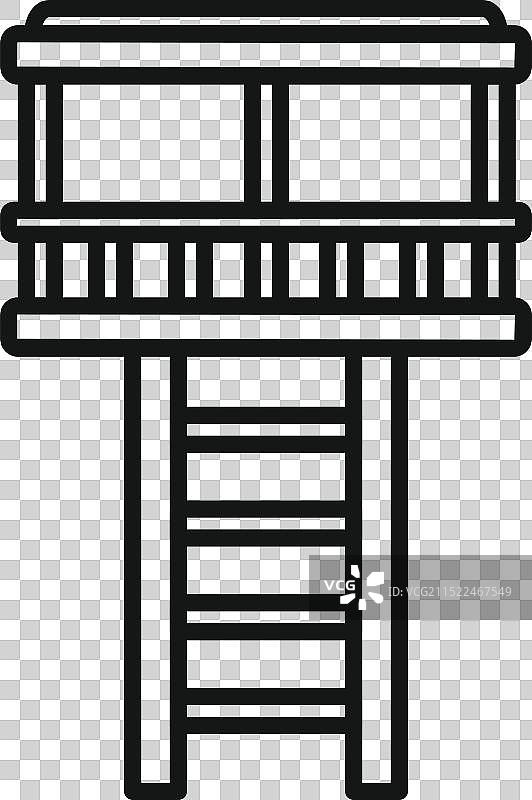 带有梯子通道的木制瞭望塔图片素材