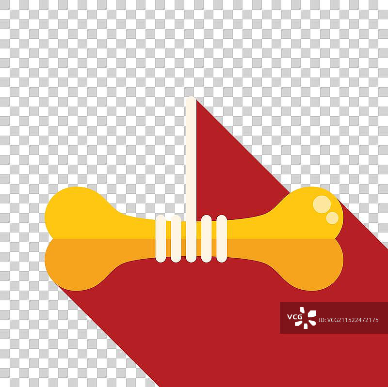 红色背景上用绳子挂着的狗骨头图片素材