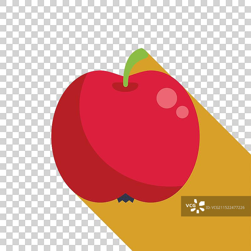 在黄色背景上投下长长阴影的红苹果图片素材
