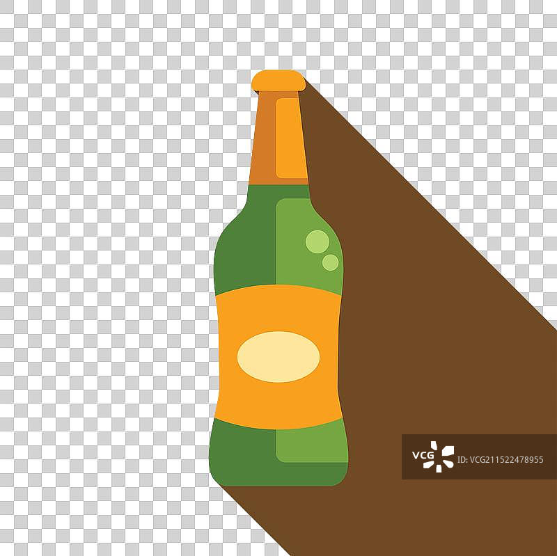 带有空白标签的绿色玻璃啤酒瓶图片素材