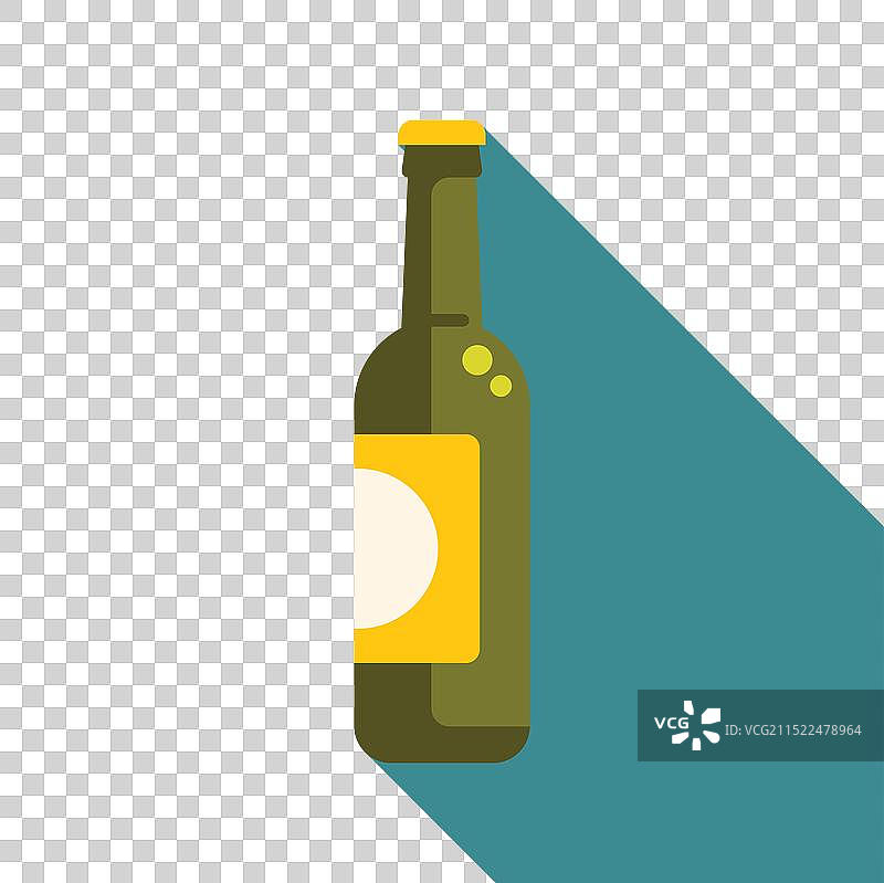 带黄色标签的绿色玻璃啤酒瓶图片素材