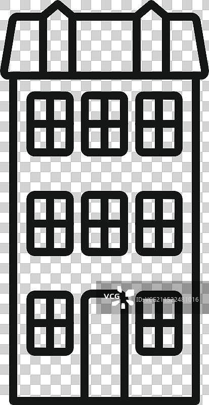 带窗户和门口的三层建筑图片素材