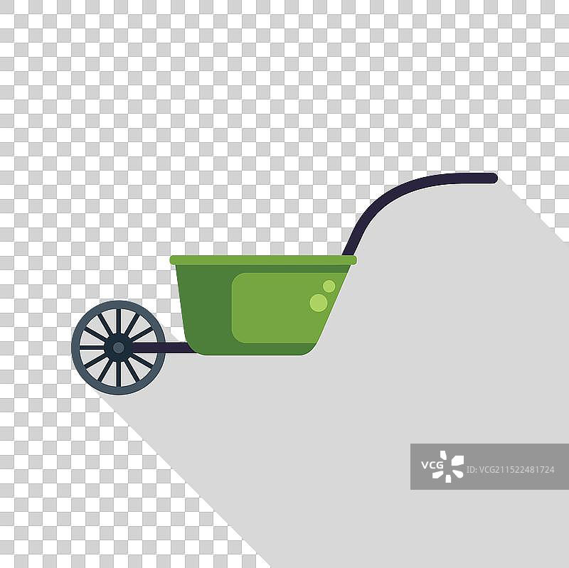 绿色单轮手推车，用于园艺图片素材