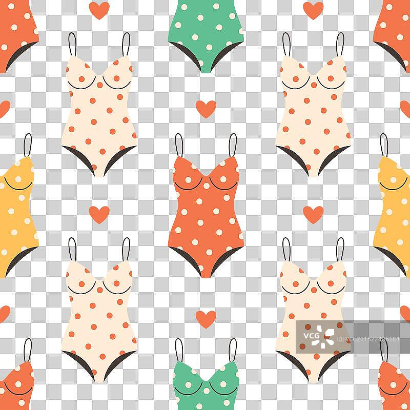 复古风可爱泳装的无缝图案图片素材