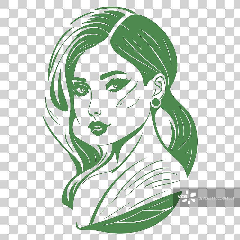 绿色美女图片素材