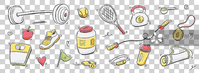 运动健身手绘草图图标集图片素材