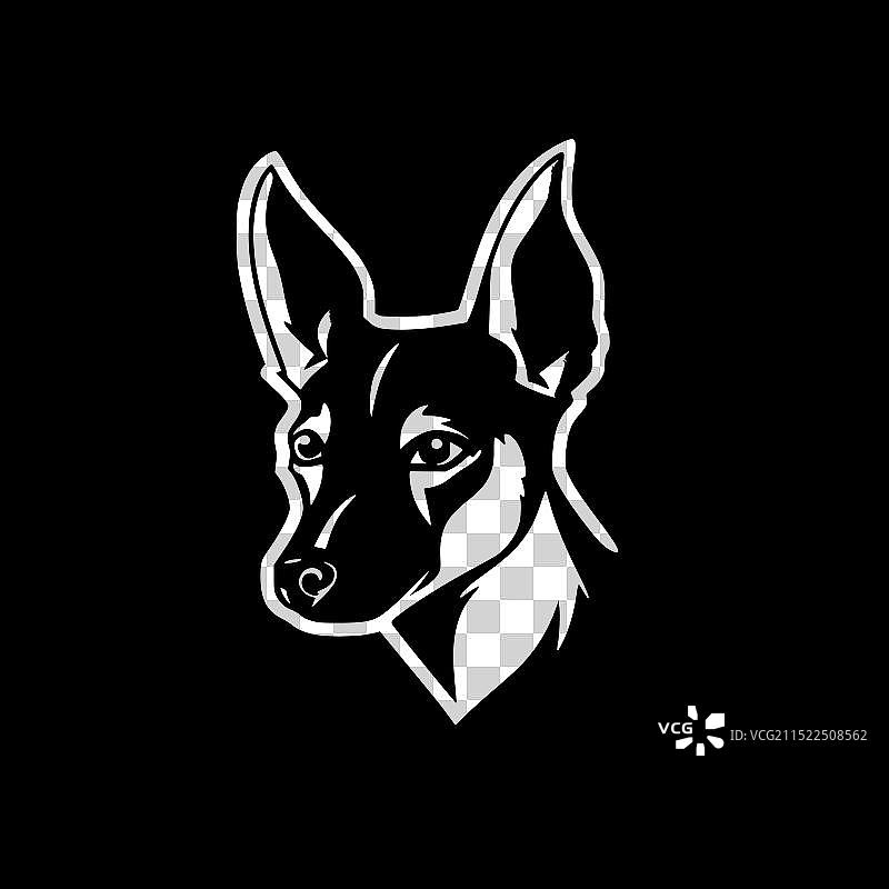 巴辛吉犬 - 简约扁平风格标志图片素材