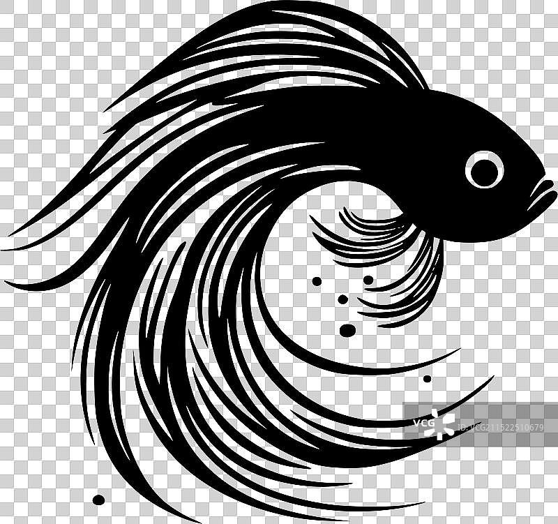 鱼 - 简约扁平风格标志图片素材