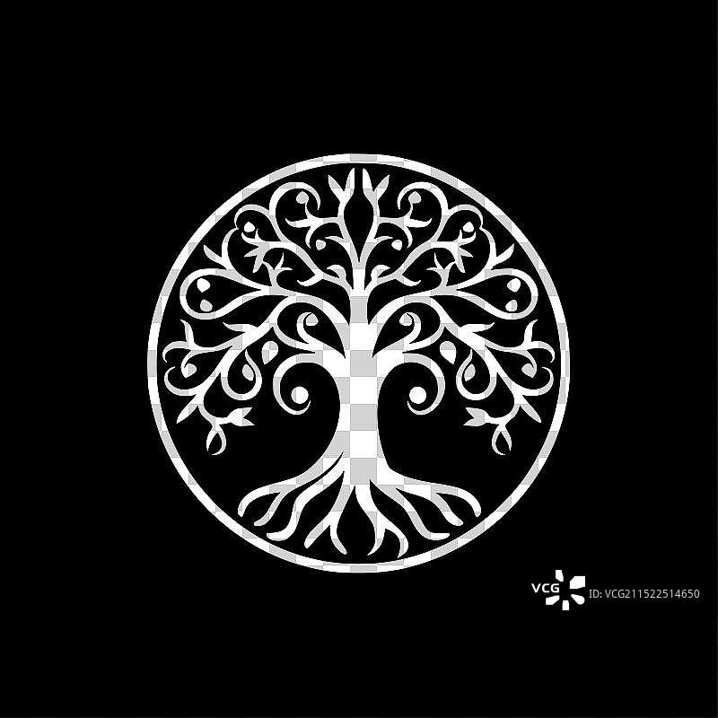 树木极简扁平风格标志图片素材