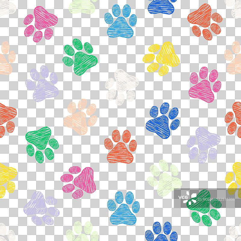 深色背景上的彩色爪印图案图片素材