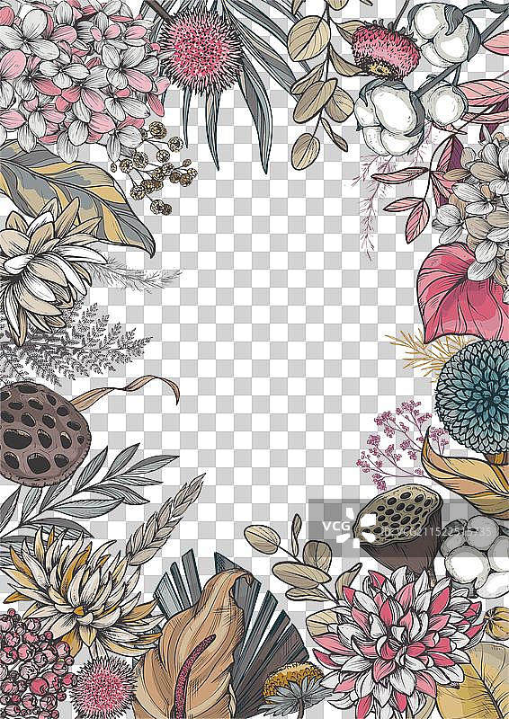 干花树叶边框图片素材