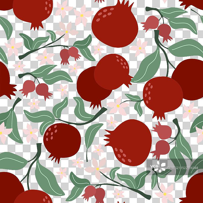 石榴花苞无缝图案图片素材