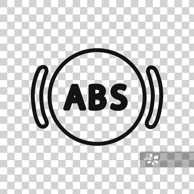 汽车防抱死系统图标线性图形符号图片素材