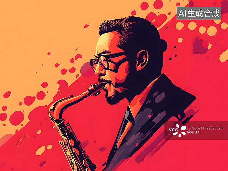 【AI数字艺术】乐队歌手鼓手萨克斯电吉他键盘小提琴电子音乐人图片素材