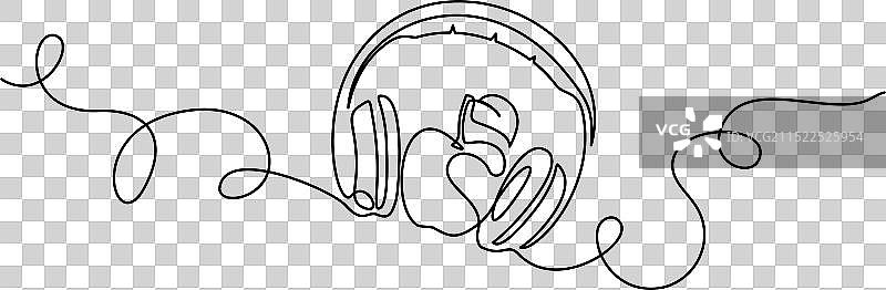 带苹果和植物的耳机图片素材