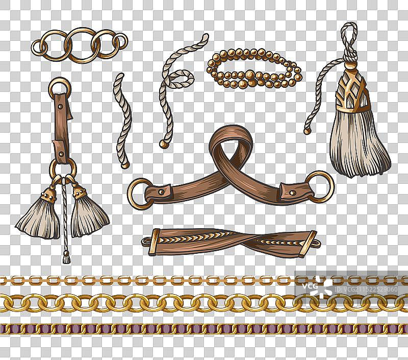 金色复古链条和腰带图片素材