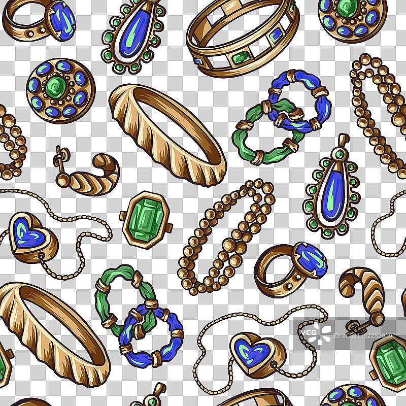 珠宝和链条的无缝图案图片素材