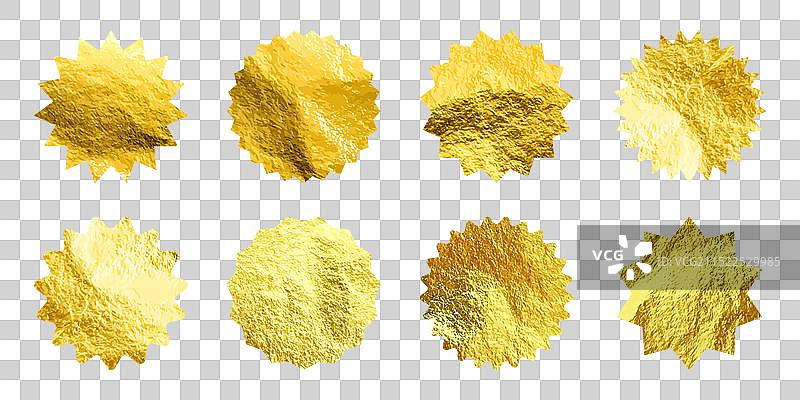 金色星星放射状符号，闪亮金箔图片素材