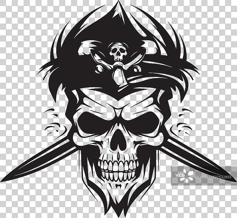 匕首穿刺骷髅标志性徽章图片素材