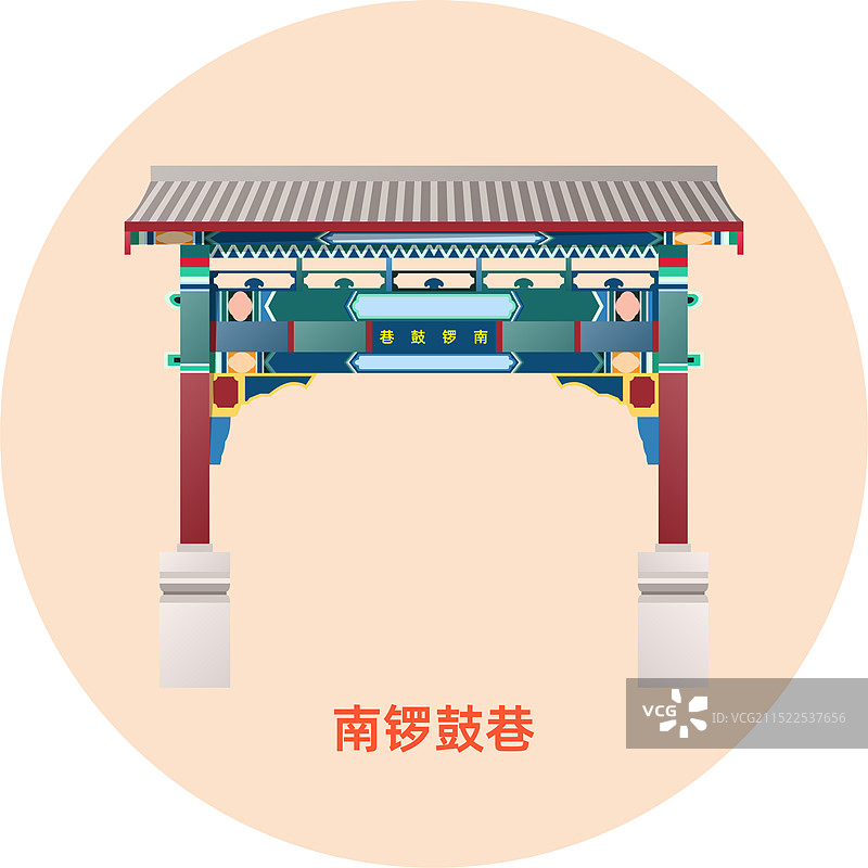 北京【南锣鼓巷】插画图片素材