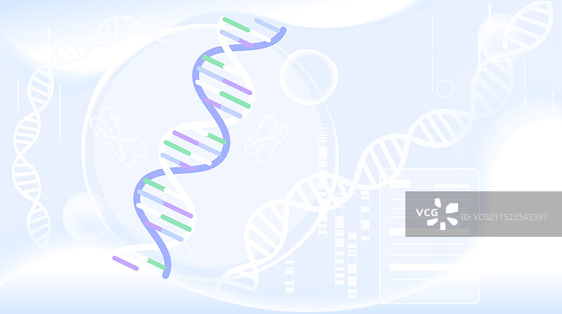 医学基因检测DNA线粒体信息科研流体白色矢量插画图片素材