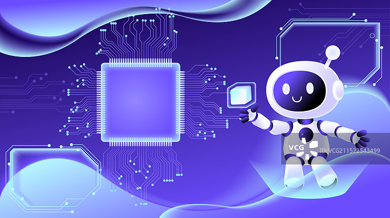 芯片面板流体机器人人工智能科技矢量插画图片素材